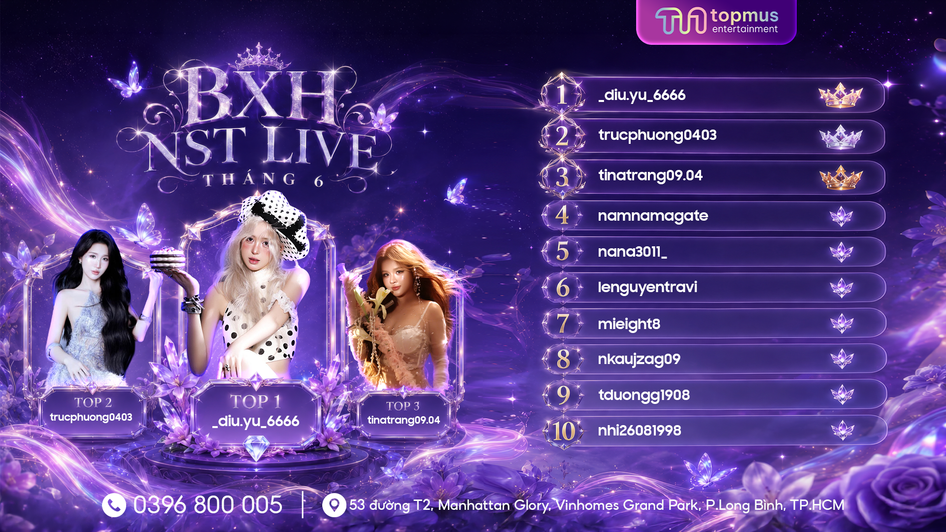 TOPMUS vinh danh TOP 10 Nhà Sáng Tạo Live xuất sắc trên BXH tháng 6